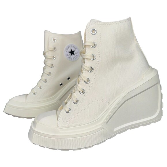 Converse Chuck 70 De Luxe Wedge Egret Chunky Sneakers White Womens Size 8.5 - Picture 3 of 10